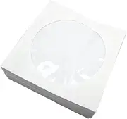 POPETPOP 100Pcs CD Storage Bags with Transparent Window DVD Paper Cases for Organized Video Storage Dustproof CD Holder for Home Cinema White