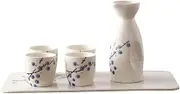 6 Piece Set Ceramic Sake Set Cold Hot Tea Shochu Sake Set Crafts Wine Glass 1 Sake Pots 4 Sake Cup 1 Tray Sake Drinking Set