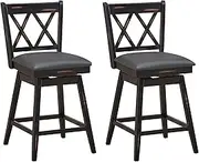 Giantex Set of 2 Bar Stool, Counter Height Barstool W/Foot Rest Upholstered Cushion, Ergonomic Backrest, Premium Foot Rest & Sturdy Frame, 360 °Swivel Barstool for Home Pub Restaurant (Black, 96 cm)
