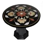 24" Marble Table Top With Marble Stand Semi Precious Stone Handmade Decor