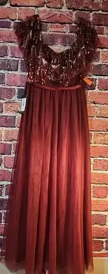 Ever-Pretty Burgundy Wine Formal Off Or On Shoulder Dress Size 16 NEW C111
