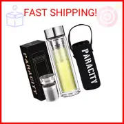 PARACITY Glass Tea Infuser Bottle Tea Flood Cup Double Wall Borosilicate Portabl