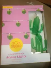 NEW 10ct Cactus String Lights Green - Sun Squad