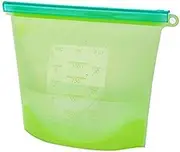 [EZONEDEAL] Reusable Food Storage Bags, Kitchen Storage Fridge Refrigerator Organiser Bags Zip Container Silicone Food Bags Microwave Dishwasher Freezer Oven Safe Food Preservation (1500ml, 10Pcs Green)