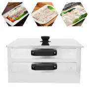 Double-tier Rice Noodle Rolls Machine Stainless Steel Manual W/scraper Kitchen