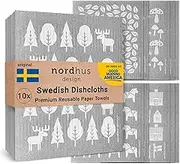 Nordhus Design Swedish Dishcloths,10 Grey Cloths, Made in Sweden - Reusable, Washable Cellulose Cotton Kitchen Cloths - Replace Paper Towels, Wipes, Sponges, Dish Rags