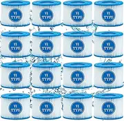 SXEIAV Pack of 16 Filter Cartridge VI, Type VI Spa Filter for Bestway Flowclear Pool Filter, for SaluSpa 90352E, Spa Filter Cartridges for Miami, for Vegas, for Monaco