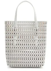 Alaïa Mina Laser-cut Leather Tote - White ONE SIZE