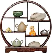 SiaBiced Wood Screen Desktop Article Includes Decorative Shelf of The Traditional Chinese Wood Plant for Desk, Semi Circular, 11Pcs