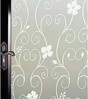 (90cm x 200cm , Dp014w) - DUOFIRE Window Film White Flower Pattern Privacy Window Film Frosted Glass Film Static Cling Glass Film No Glue Anti-UV Window Sticker For Bathroom Bedroom Living Room 90cm . x 200cm . DP014W