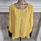 Hope & Harlow sunshine yellow crocheted epaulets boho peasant blouse plus 3X