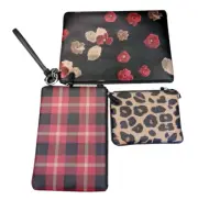 Coach Trio Mix Print Coated Canvas w/Leather Trim Pouches/Wristlets