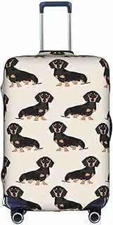 [Pvinnk] Cute Dog Print Protective Luggage Cover Elastic Washable Suitcase Protector Travel Gear Protector, White, Medium