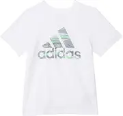 [adidas] Boy's Warped Camo BOS Tee (Big Kids) White/Blue LG (14-16 Big Kids)