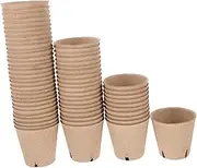 Milisten 60pcs Nursery Cup Gardening Supplies Plants Pots Cute Flower Pots Seedling Starter Trays Paper Planter Pulp Seedling Cups Plant Fibres Brown