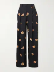 [LIBEROWE] LIBEROWE - Annie Pleated Floral-jacquard Metallic Wool-blend Wide-leg Pants - Black - large large Black