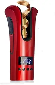 Automatic Hair curler Curling Iron with Tourmaline Ceramic Heater and LED Digital Mini Portable Curler Air Curling Wand Red