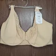 Playtex Bra 46G Dreamwire Front Close Light Beige/Nude 4423 New with Tags
