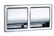 New Bradley 5128 Dual Toilet Roll Dispenser Recessed Hooded - Bright Polished
