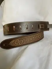 UNIQUE BROWN LEATHER STONEWASHED DESIGNER GUITAR/BASS STRAP