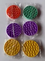 Lot Of 6 Pop It Round Fidget Toy Push Bubble Stress Relief