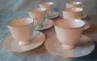 6 Lenox Fruits of Life Teacups & Saucers Set Raised Fruit Design Cream Gold Trim