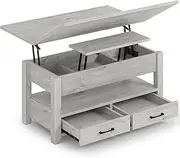Rolanstar Coffee Table Lift Top, Multi-Function Convertible Coffee Table with Drawers and Hidden Compartment, Converts to Dining Table for Living Room, Home Office,Grey