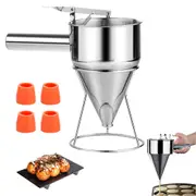 Multi Caliber Stainless Steel Funnel Pancake Batter Dispenser with Stand Great