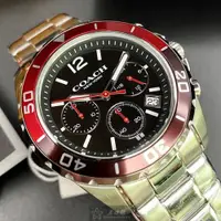 在飛比找ETMall東森購物網優惠-COACH手錶, 男錶 44mm 紅黑色圓形精鋼錶殼 黑色三