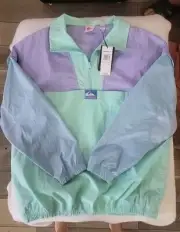 NWT! Quicksilver Stranger Things Retro Teal Purple Jacket Half Zip Large Lenora