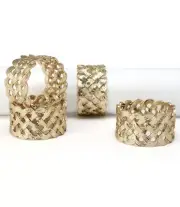 L'Objet Gold Braid Napkin Rings Holders Set Of 4 Rings NEW IN BOX $190