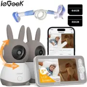 ieGeek 2K Split-Screen Baby Monitor, WiFi 5" Audio Baby Monitor with 2 Cameras