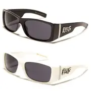 Locs Sunglasses - Men's Large Square Frame Oval Lens - Black White UV400 Cat 3