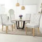 Dining Chairs Kitchen Lounge Button Tufted Leather Velvet Fabric x4 RRP $2249