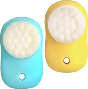 LOLIPPYY 2pcs Face Washing Brush Double Sided Cleansing Tool for Gentle Exfoliation Pore Unclogging Facial Massage Portable Design