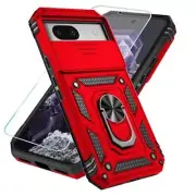 for Google Pixel 8A Case with HD Screen Protector & Slide Camera Cover & Red