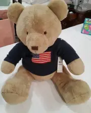 Vintage RL Ralph Lauren Polo Tan Plush Teddy Bear Usa Flag Sweater Rare