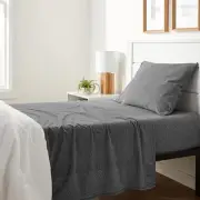 New Amazon Basics TWIN 3 Piece Cotton Dark Gray Jersey Sheet Set