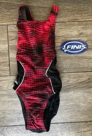 NWT Girl's Finis Bathing Suit One Piece Blade Back Rave Red Black 20 Extra Small