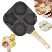 1 Set 4 Hole Skillet with Handle, Nonstick 4-Cup Egg Divided Grill Frying Pan