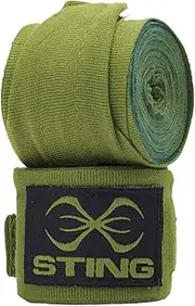 STING Elasticized Hand Wraps for Boxing, MMA, or Muay Thai – Olive, 180 in.