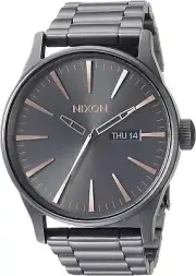 Nixon Sentry SS Stainless Steel Day/Date 42mm WR 100 Meters Mens Watch A356