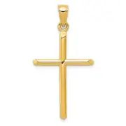 10k Yellow Gold Tubular Cross Pendant 1.53g, L-37mm, W-19mm Gift for Mother