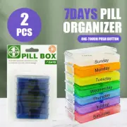 2x Pill Box Dispenser 7 Day am pm 7 Medicine Travel Case Pill Box Organiser