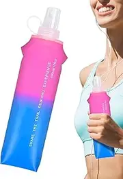 Soft Water Bottle, Running Flask 500ml Water Bottle, Portable Container 21.5 Cm 8.46 Inches for Hiking, Cycling, Climbing Sports Hydration Backpack Gradient Color