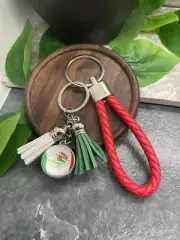 5" Leather Keychain Mexico Mexican Hispanic Flag & Tassels New Free Ship A3727
