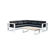 Balmoral Package A Outdoor Aluminium And Teak Lounge Setting With Coffee Table - White