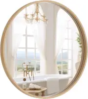 round Wood Mirror 24 Inch Circle Wall Mirror for Bathroom round Wall Mirror for