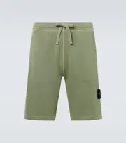 [Stone Island] Stone Island Compass cotton fleece shorts UK 38 green