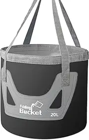 HUIRUMM Folding Water Bucket, Collapsible Bucket Camping Portable Water Storage Container 20L, Multifunctional Folding Bucket for Outdoor Hiking,Fishing,Boating,Gardening and Car Washing